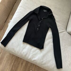 Bardot long sleeve black top
